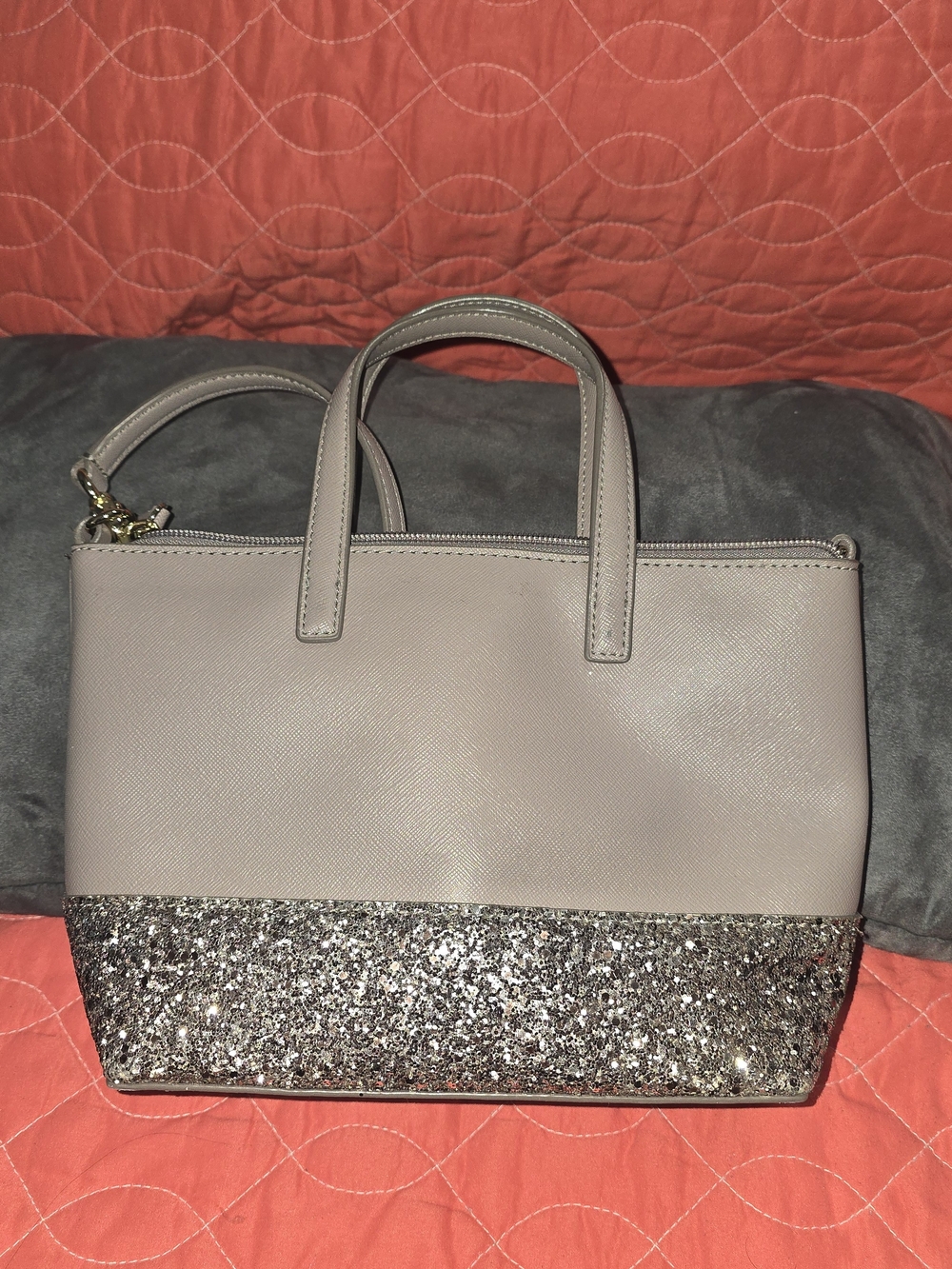 kate spade Gray Satchel with Silver Glitter Trim - Picture 3 of 6